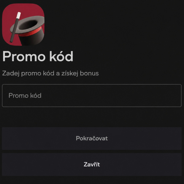 Stránka, kde si můžete zobrazit a aktivovat promo kód